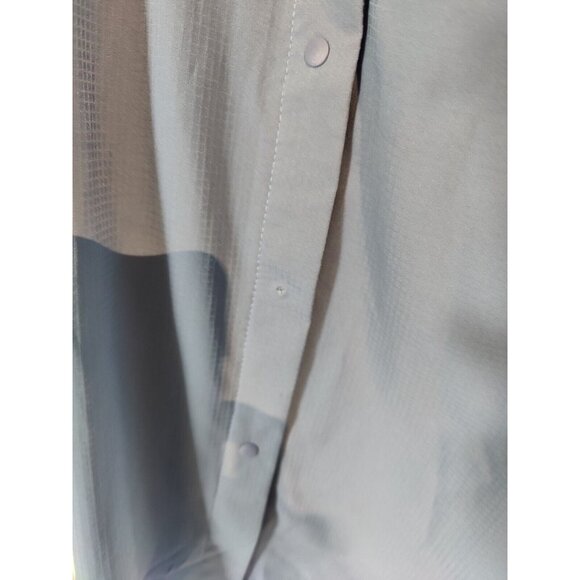 Viodia Blue Long Sleeve Fishing Shirt Roll Tab Snap Button Zip Pockets L - Picture 11 of 12